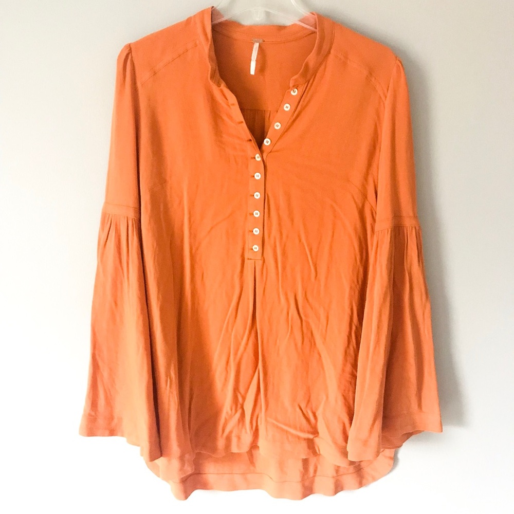 Free People Long Bell Sleeve Mustard Top